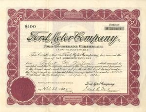Ford Motor Co. - Investment Certificate